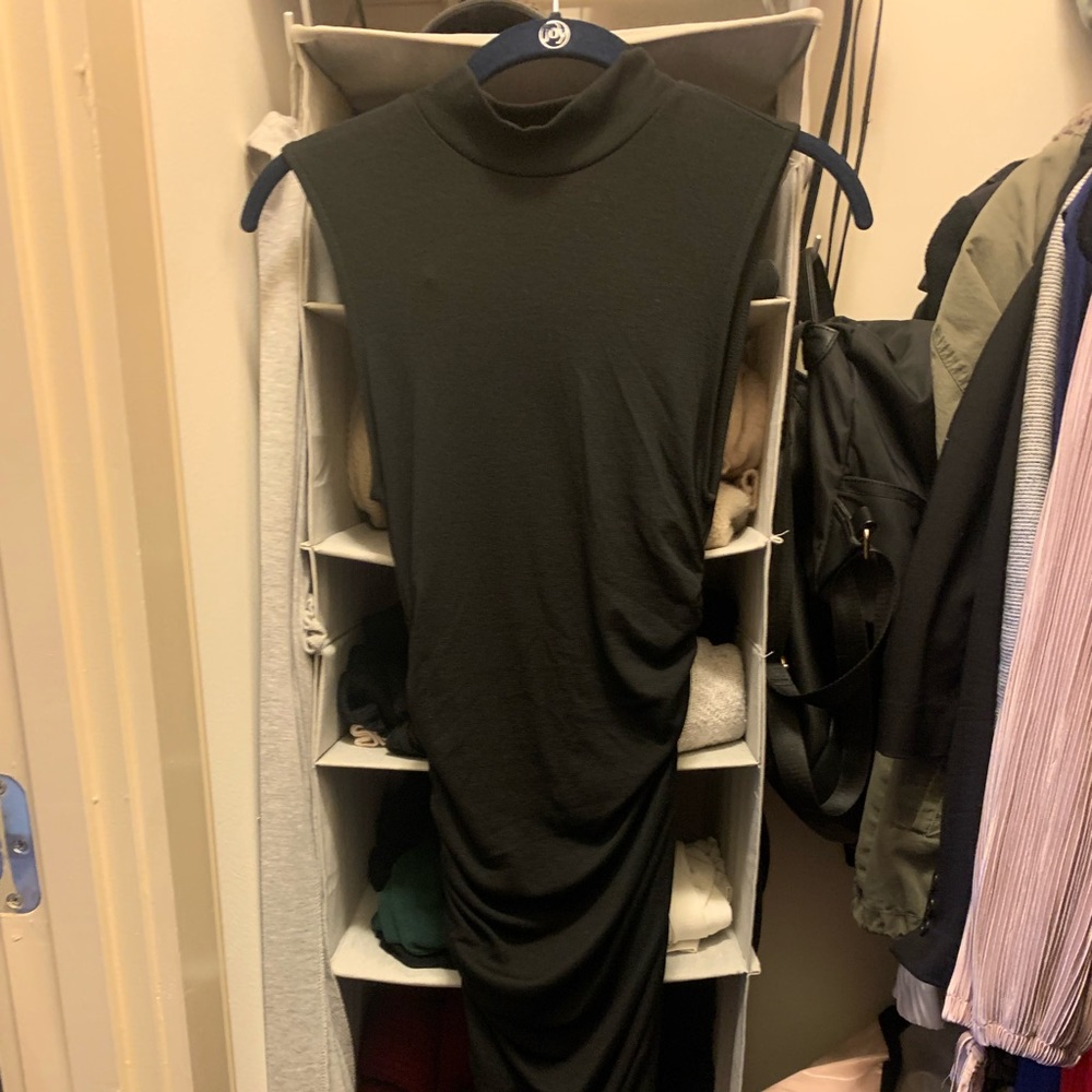 Black high neck midi dress